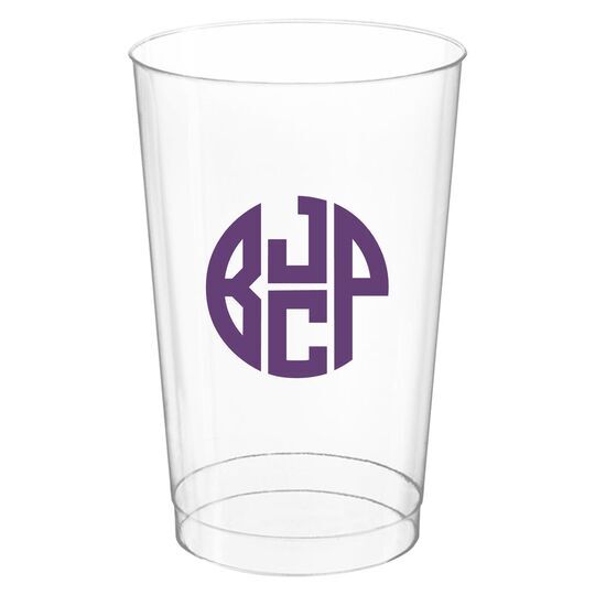 4 Initial Rounded Monogram Clear Plastic Cups
